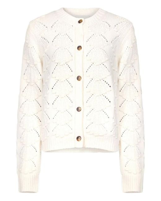 Loulou de Saison White Crochet Seashell Cardigan