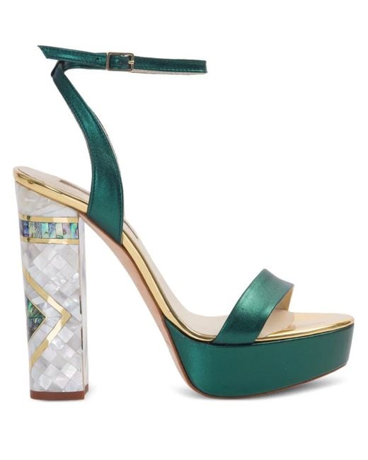 freya rose Green Arte Ankle-Strap Heeled Sandals