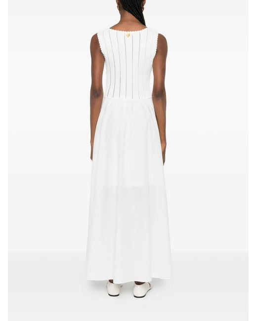 Twinset White Robe Longue À Col V