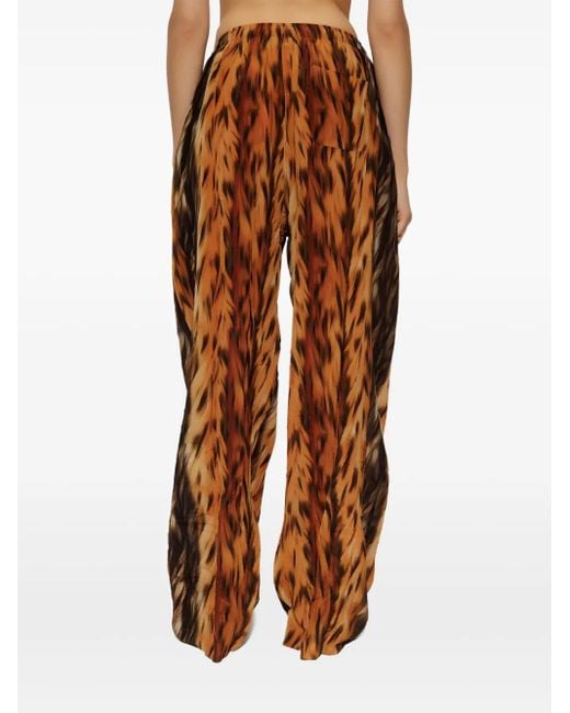 Balenciaga Ai-Printed Silk Crepe Wide-Leg Pants in Orange | Lyst
