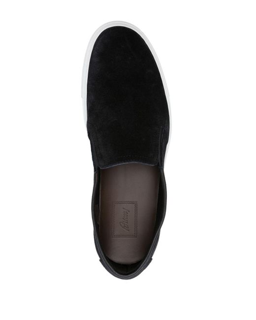 Brioni Black Suede Slip-on Sneakers for men