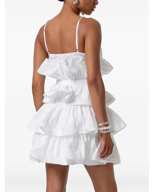 Fracomina White Ruffled Tiered Mini Dress