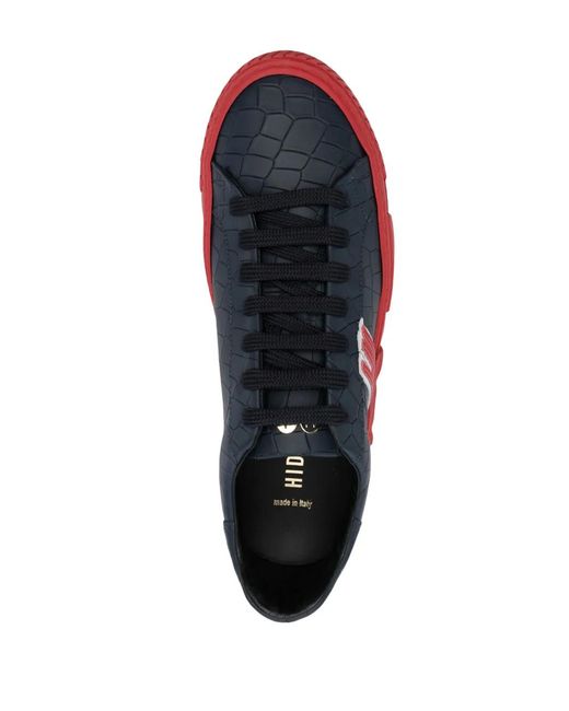 HIDE & JACK Red Logo-Print Low-Top Sneakers