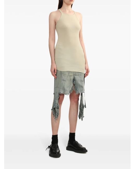 Rick Owens Natural Halterneck Cotton Tank Top