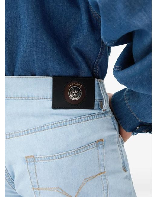 Versace Blue Chambray Denim Shorts for men