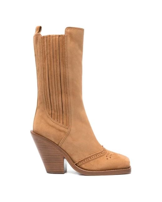 【極美品】Ermanno Scervino スエード ロングブーツ イタリア製 Ermanno Scervino レディース ブラウン ブローグディテール ブーツ