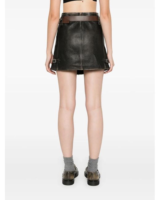 Prada Black Leather Mini Skirt