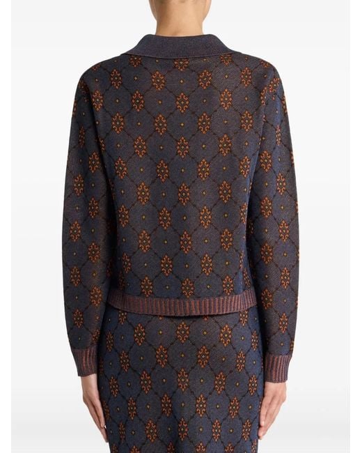 Etro Black Polo-Neck Patterned Cardigan