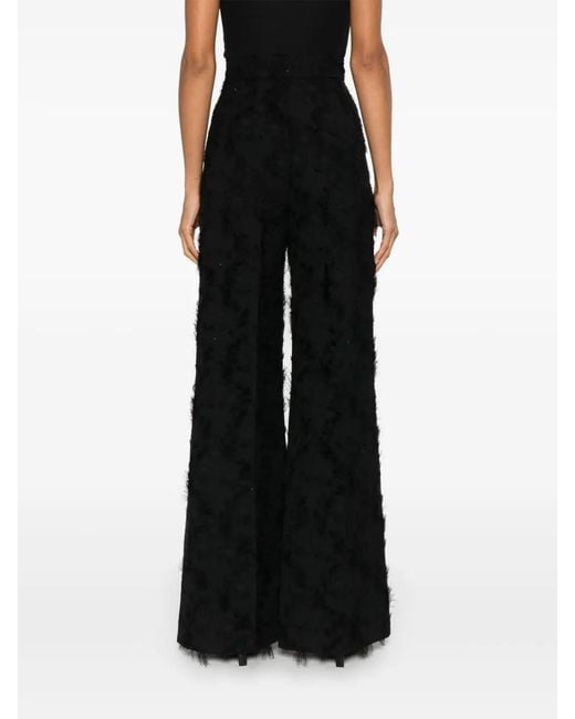 Nissa Black Patterned-Jacquard Trousers