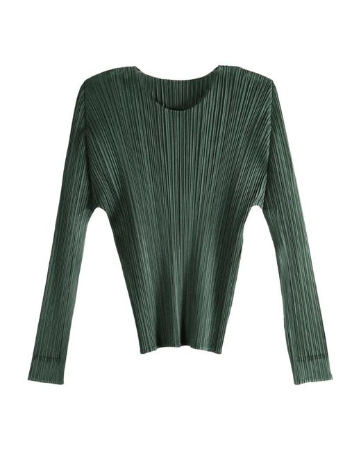 Pleats Please Issey Miyake レディース グリーン プリーツ トップ