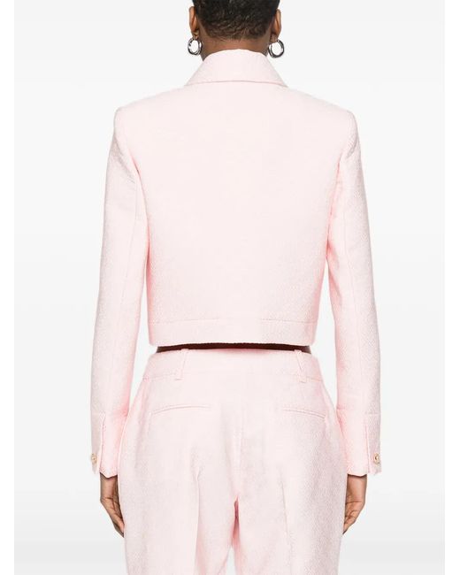 Casablanca Pink Button-Up Cropped Jacket