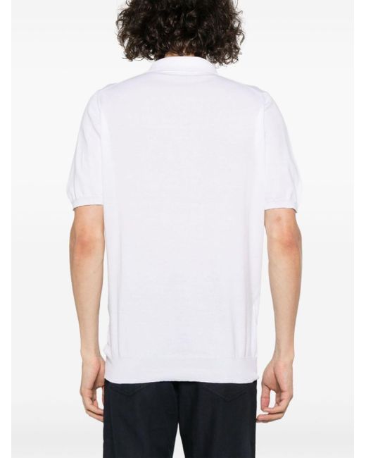 Kiton Fine-ribbed polo shirt in White für Herren