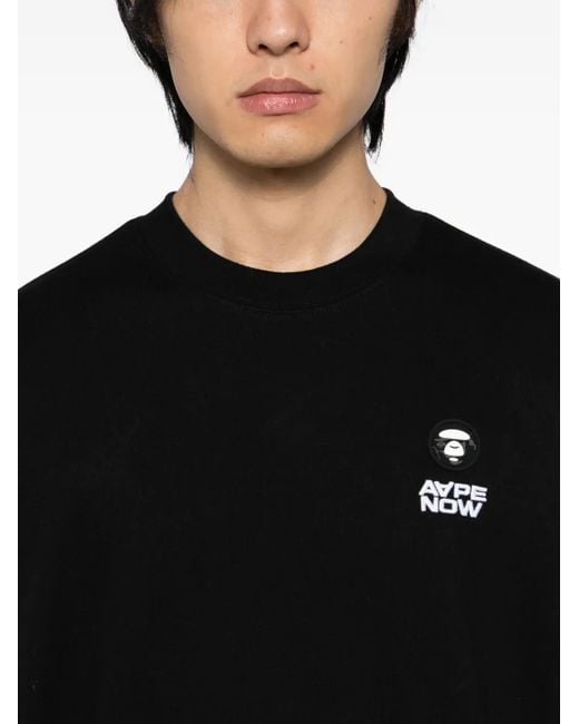 Aape By A Bathing Ape Black Logo-Appliqué Sweatshirt for men