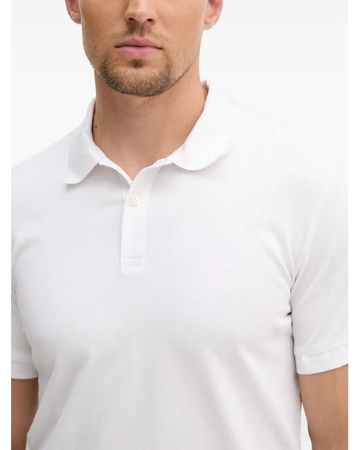Trussardi White Logo-Embroidered Polo Shirt for men