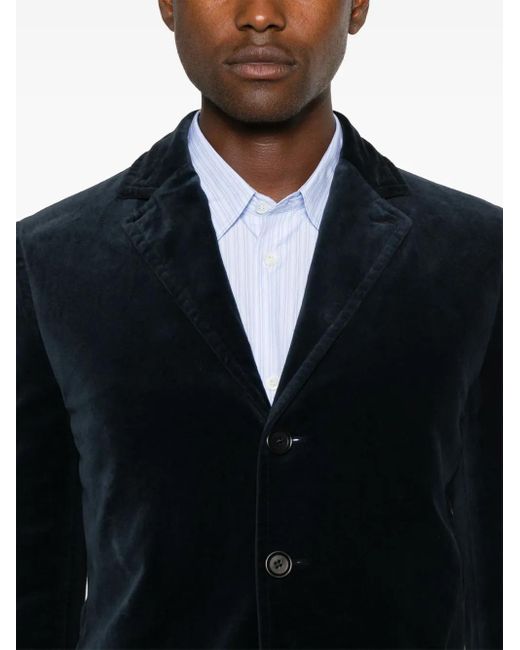 Aspesi Black Cotton-Blend Velvet Notched Lapel Blazer for men