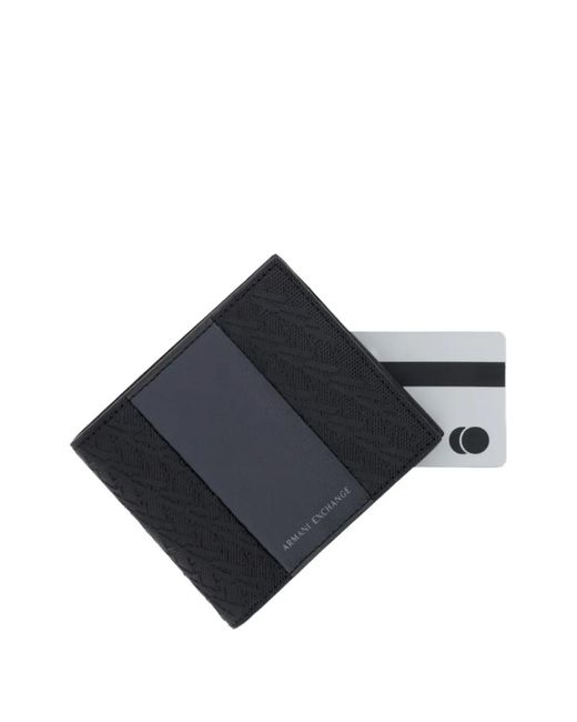 ARMANI EXCHANGE Black Monogram-Pattern Bifold Wallet for men
