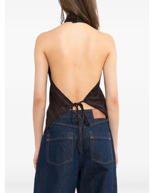 Helmut Lang Brown Halter Neck Top