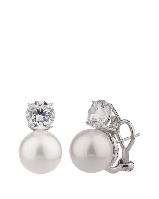Pendientes con perlas artificiales Fantasia by Deserio de color White