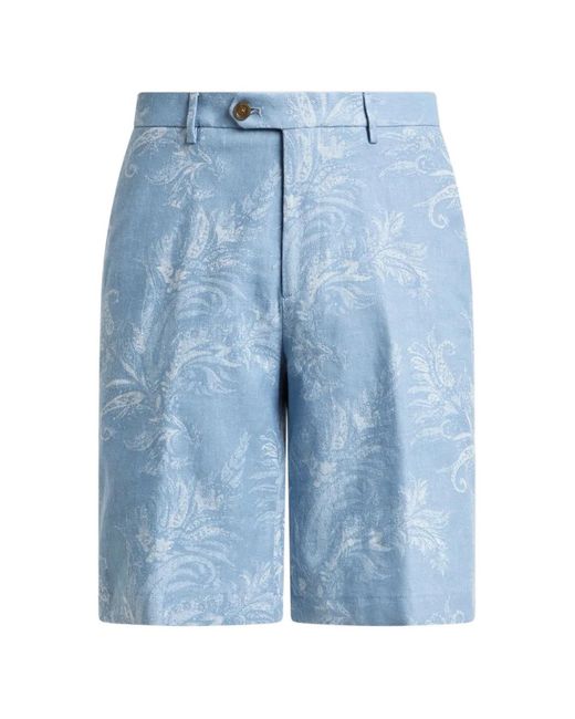 Etro Blue Short En Jean À Motif En Jacquard for men