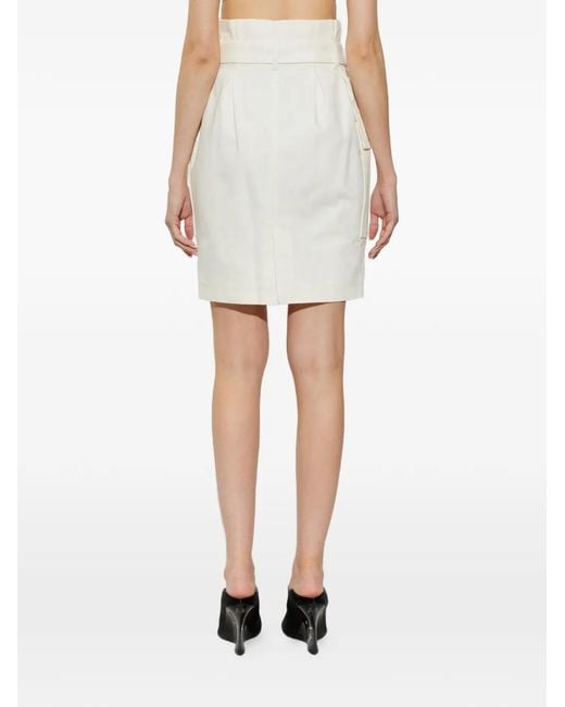 Balmain White Belted Cargo Mini Skirt