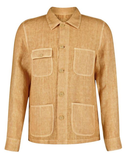 120% Lino Natural Linen Shirt Jacket for men