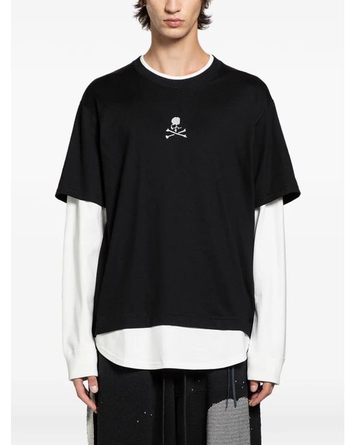 MASTERMIND WORLD Black Layered Skull Long-Sleeve T-Shirt for men