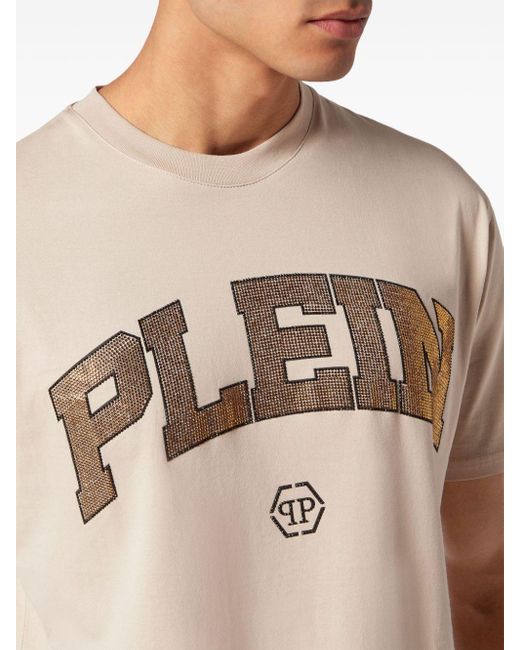 Philipp Plein Natural Ss Stones Embellishment T-shirt for men