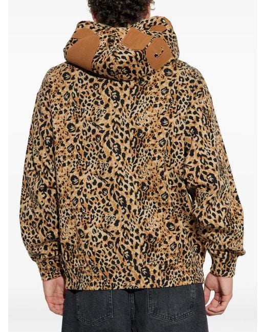 A Bathing Ape Hoodie mit Leopardenmuster in Natural für Herren