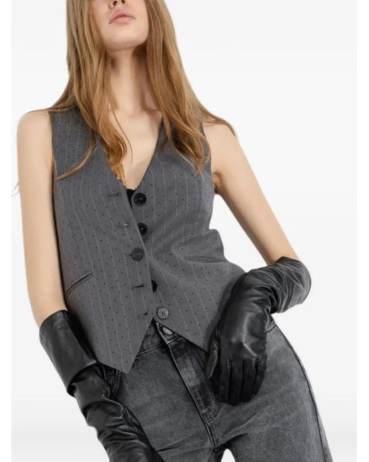 Gaelle Paris Gray Pinstripe Buttoned Jacket