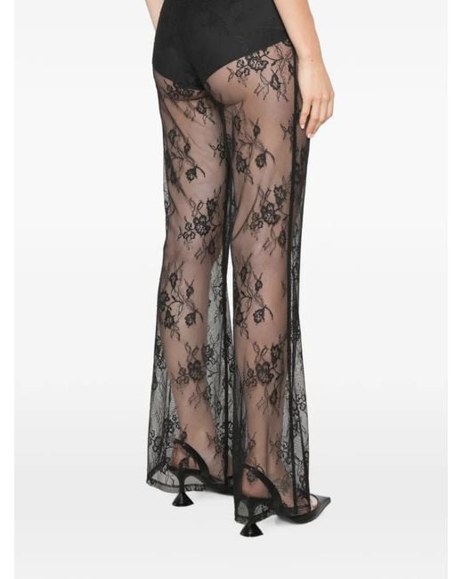 Patrizia Pepe Black Flared Lace Trousers