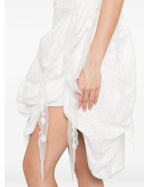 PAULINE DUJANCOURT White Ruched Sleeveless Dress
