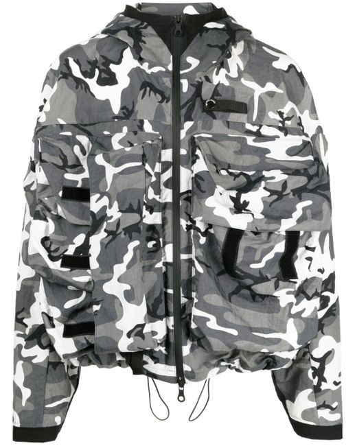 Mostly Heard Rarely Seen Gray Camouflage-print Logo-embroidered Jacket for men