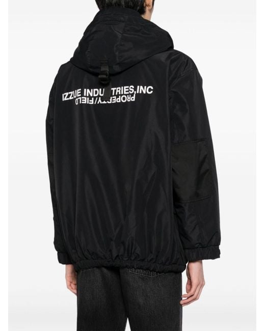 Izzue Black Logo-print Hooded Jacket for men