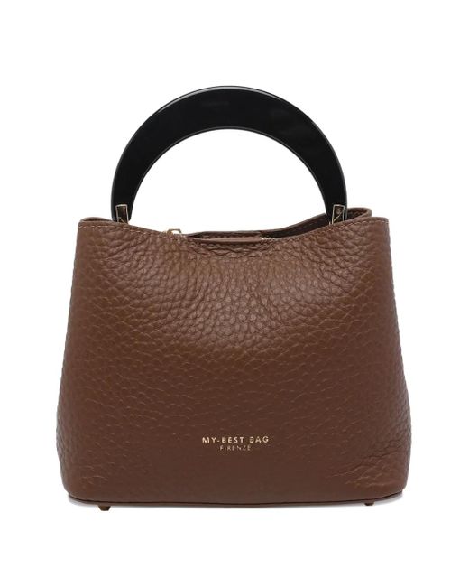 MY BEST BAG Brown Logo Handle Tote Bag
