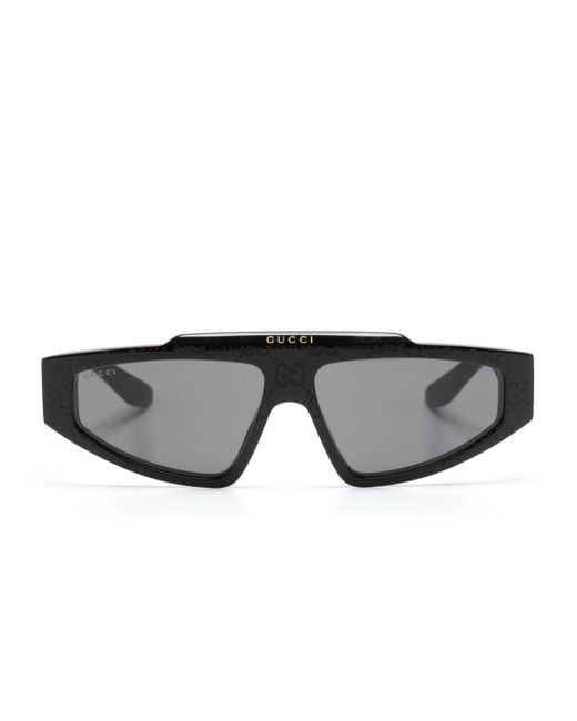 Gucci Gray GG-supreme Geometric-frame Sunglasses