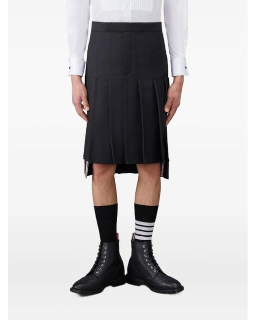 Falda plisada con tira trasera Thom Browne de hombre de color Black