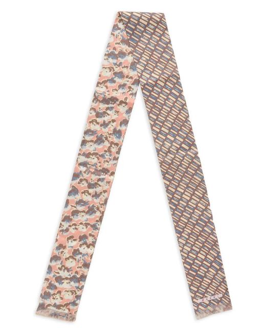 Marni Natural Silk Scarf With Contrast Prints
