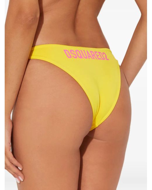 DSquared² Yellow Bas De Bikini À Logo Imprimé