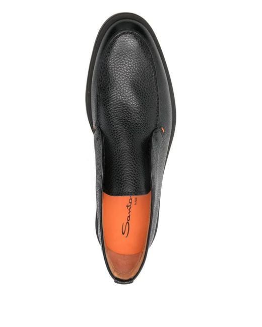 Santoni Black Grained-Leather Desert Boots for men