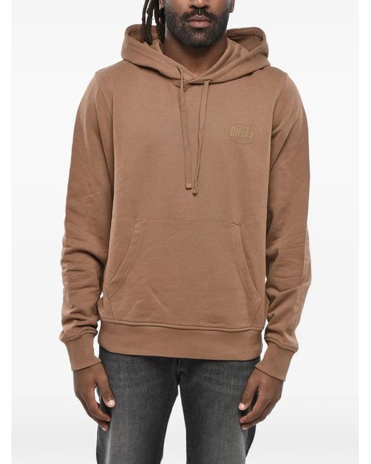 DIESEL Brown Logo-Print Drawstring Hoodie for men