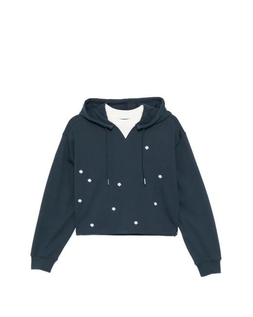 SPORT b. by agnès b. Blue Floral Embroidery Hoodie
