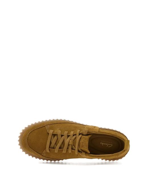 Clarks Brown Torhill Lace Suede Ridged-Sole Sneakers for men
