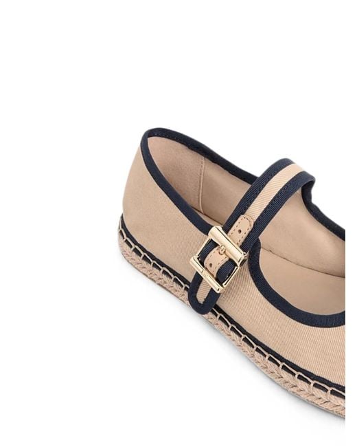Tommy Hilfiger White Buckle-Fastening Espadrille Ballet Flats