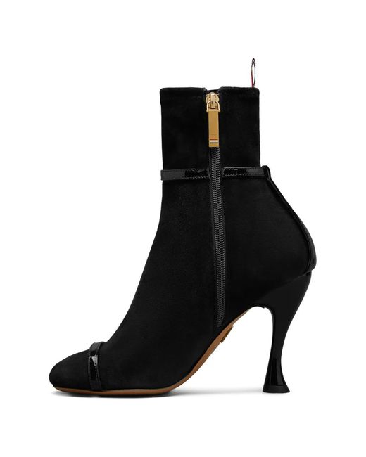 Thom Browne Black Soft Suede Trompe L'Oeil 4-Bar Ankle Boots