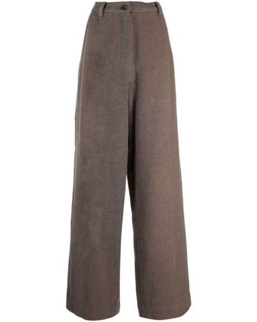 Ziggy Chen High-waisted Pleated Twill Trousers in het Brown