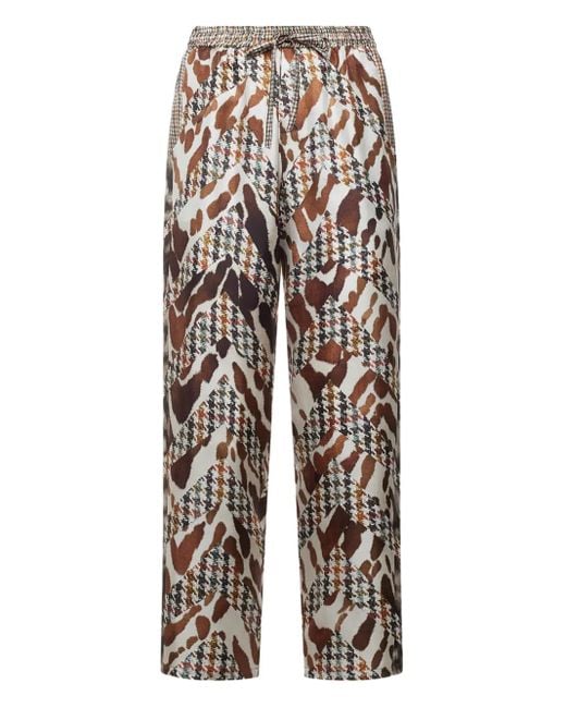 Pierre Louis Mascia Broek Met Pied-De-Poule Print En Trekkoordtaille in het White