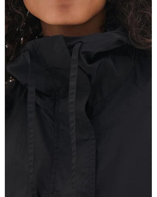 Another Tomorrow Black Hooded Drawstring Anorak