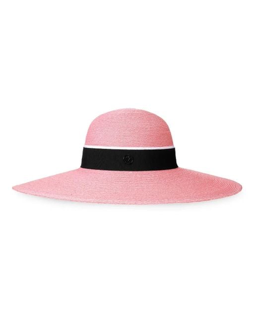 Maison Michel Pink Blache Straw Capeline Hat