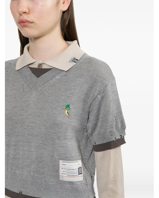 Maison Mihara Yasuhiro Gray Pullover Im Layering-Look