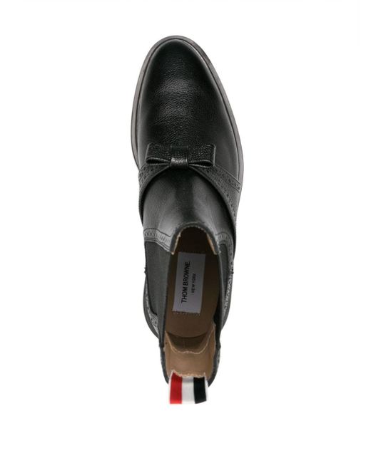 Thom Browne Black Bow-detailing Leather Chelsea Boots